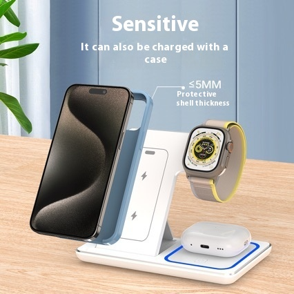 3 In 1 Foldable Fast Wireless Charging Station with LED Night Light
