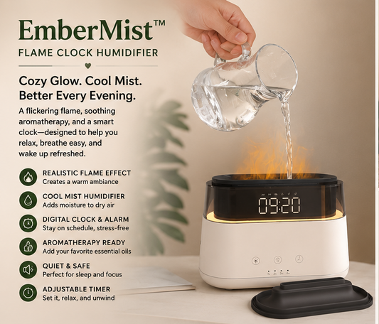 EmberMist™ Flame Clock Humidifier